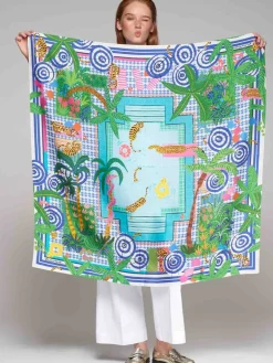 Vilagallo Tropical Print Silk Scarf
