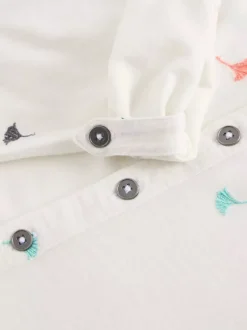 White Stuff Annie Embroidered Jersey Shirt Ivory MLT