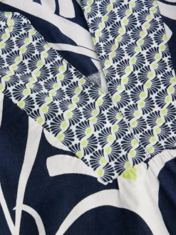 White Stuff Ash Linen Blend Top Navy Print
