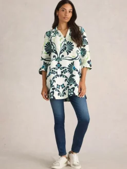 White Stuff Blake Linen Tunic Ivory Print