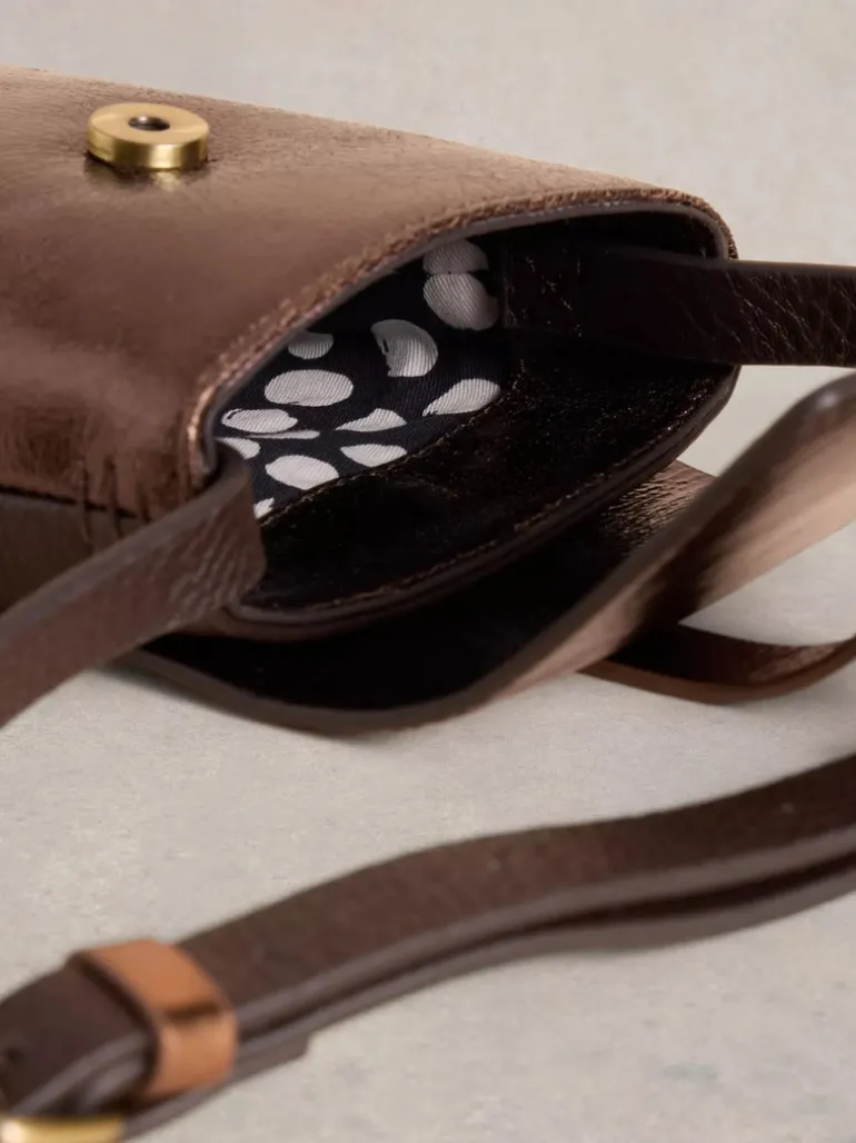 White Stuff Clara Buckle Leather Phone Bag Mixed Metallic