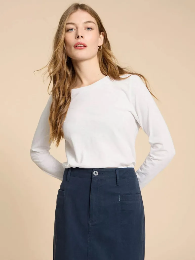 White Stuff Clara Long Sleeve Tee Bril White