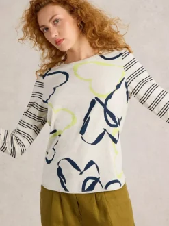 White Stuff Clara Long Sleeve Tee Nat Print