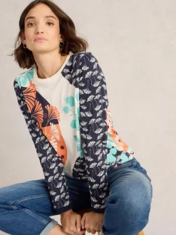 White Stuff Clara Long Sleeve Tee Blue Print