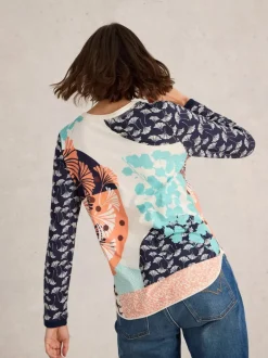 White Stuff Clara Long Sleeve Tee Blue Print