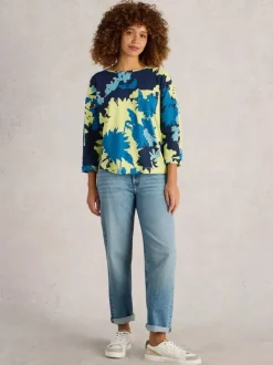 White Stuff Demi Dolman Top Yellow Print