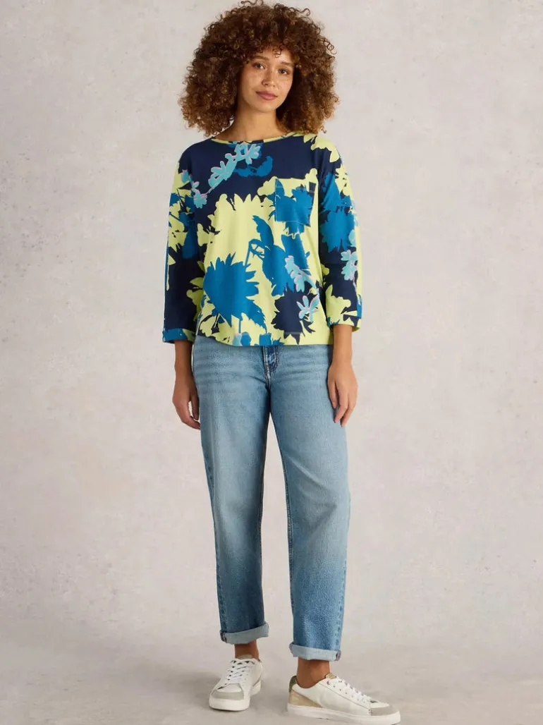 White Stuff Demi Dolman Top Yellow Print