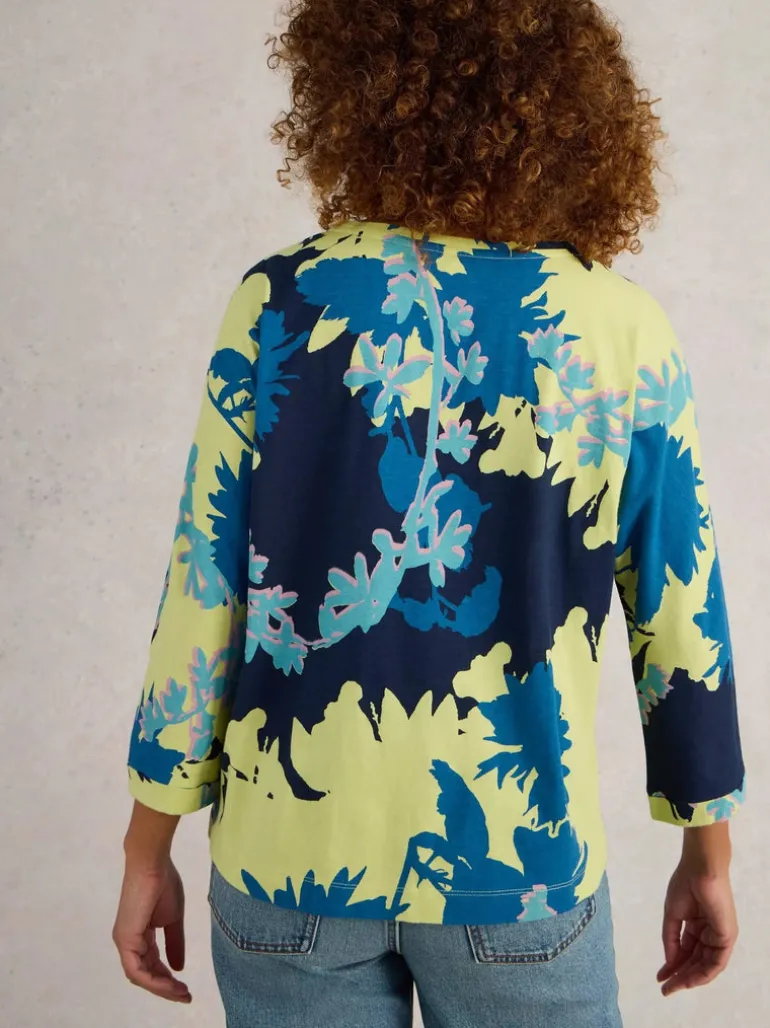 White Stuff Demi Dolman Top Yellow Print
