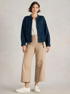 White Stuff Demi Utility Linen Jacket Navy