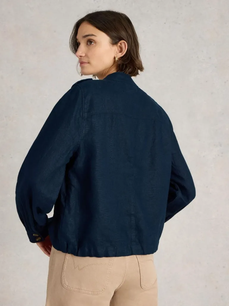 White Stuff Demi Utility Linen Jacket Navy