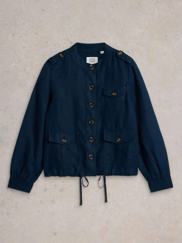 White Stuff Demi Utility Linen Jacket Navy