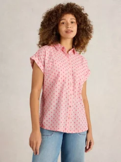 White Stuff Ellie Organic Cotton Shirt Pink MLT