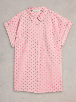 White Stuff Ellie Organic Cotton Shirt Pink MLT