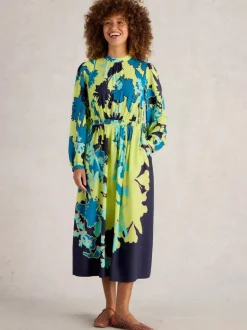 White Stuff Freya Midi Dress Green Print