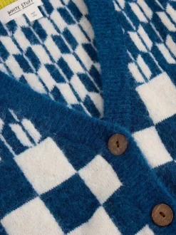White Stuff Geo Mix Button Knit Tank Blue