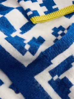 White Stuff Geo Mix Knit Cardi Blue MLT