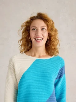 White Stuff Jana Abstract Jumper Bright Blue