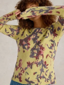 White Stuff Jodie Knit Jumper Yellow Print
