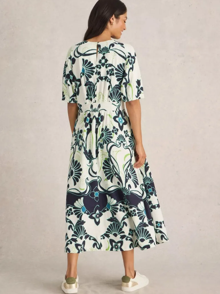 White Stuff Kate Linen Blend Dress Ivory Print