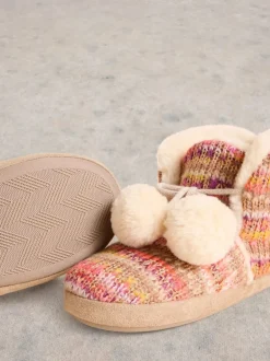 White Stuff Knitted Bootie Slipper Nat MLT