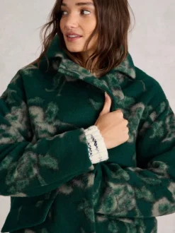 White Stuff Lara Floral Coat Green MLT