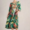 White Stuff Lucy Midi Dress Green MLT