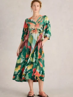 White Stuff Lucy Midi Dress Green MLT