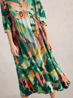 White Stuff Lucy Midi Dress Green MLT