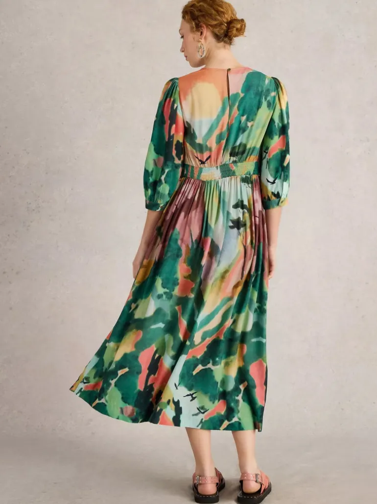 White Stuff Lucy Midi Dress Green MLT
