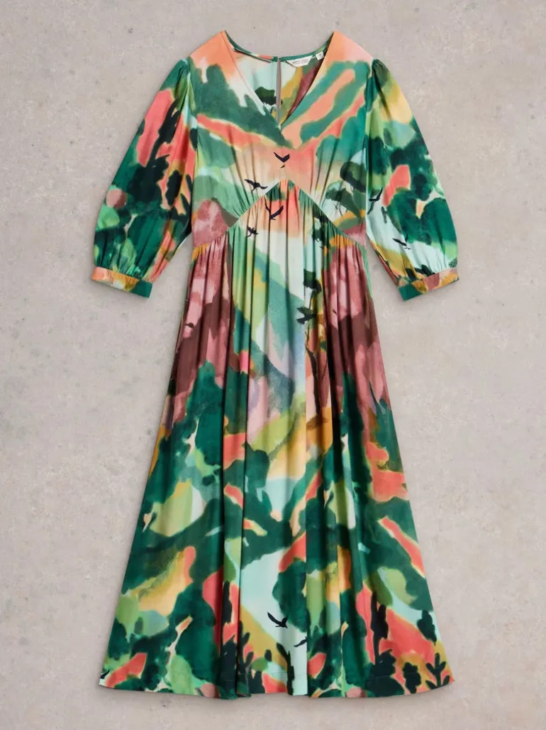White Stuff Lucy Midi Dress Green MLT