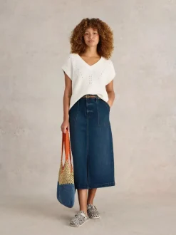 White Stuff Maren Mid Denim Midi Skirt