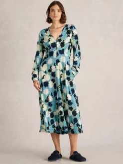 White Stuff Megan Jersey Dress Blue Print
