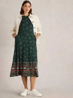 White Stuff Millie Jersey Dress Green Print