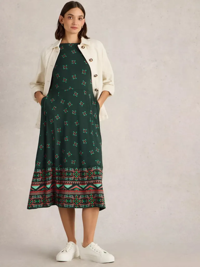 White Stuff Millie Jersey Dress Green Print