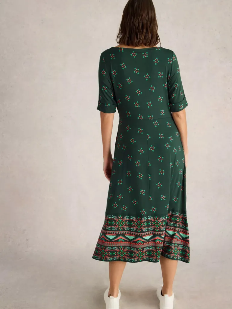 White Stuff Millie Jersey Dress Green Print