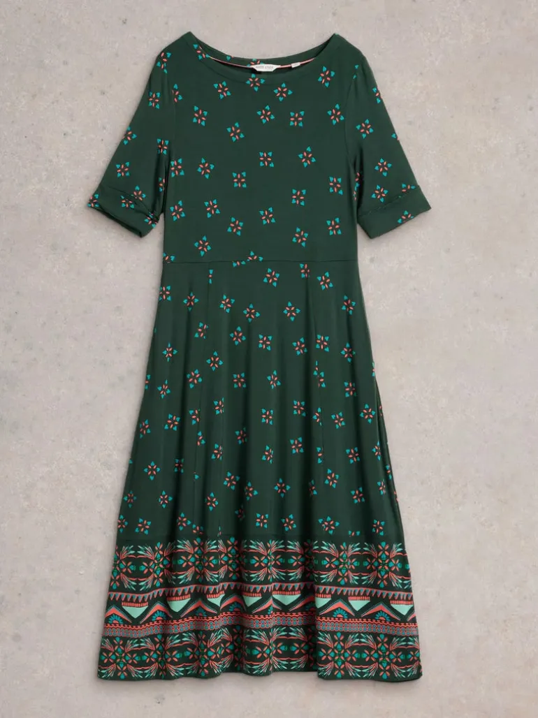 White Stuff Millie Jersey Dress Green Print
