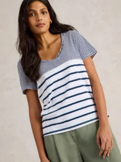 White Stuff Nadia Short Sleeve Tee Navy Multi