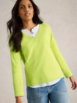 White Stuff Naria Jumper Bright Lime Yellow