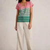 White Stuff Nelly Notch Neck Tee Pink MLT
