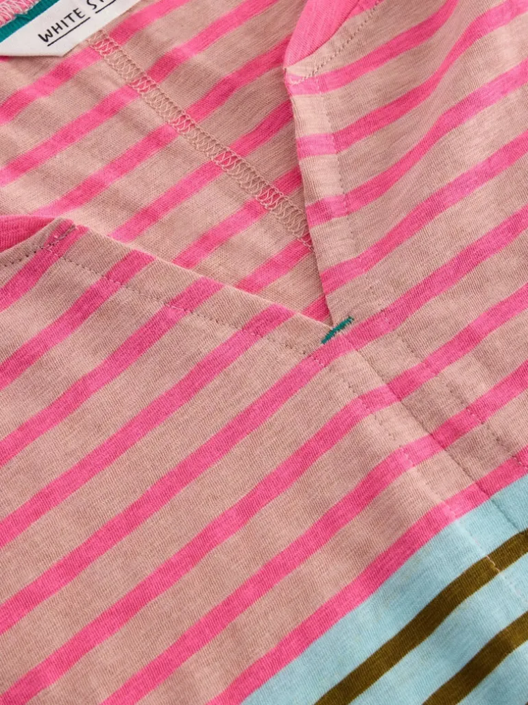 White Stuff Nelly Notch Neck Tee Pink MLT