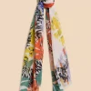 White Stuff Organic Cotton Blend Scarf Ivory MLT