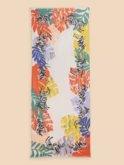 White Stuff Organic Cotton Blend Scarf Ivory MLT