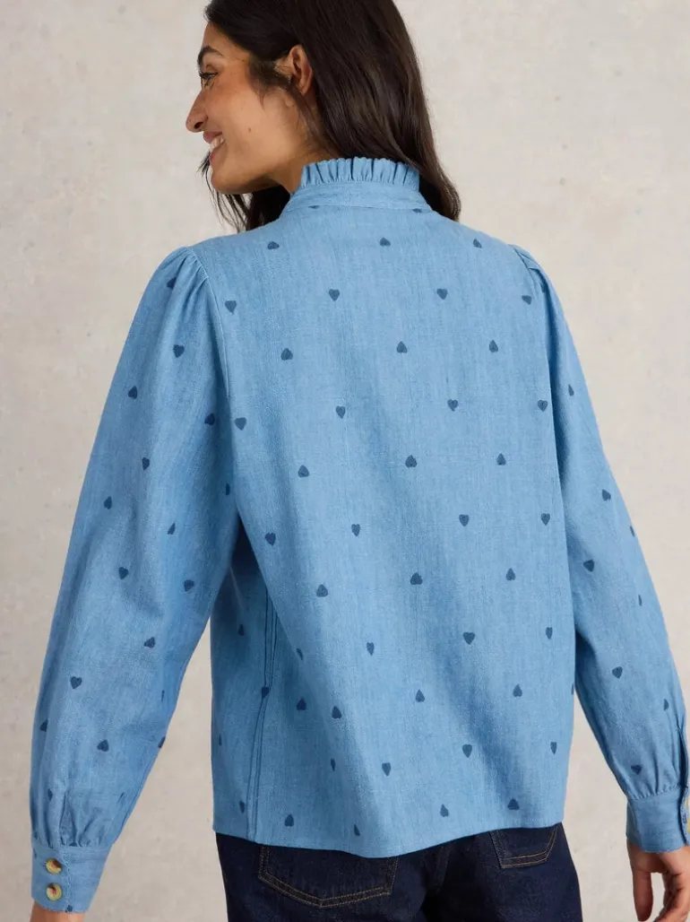 White Stuff Pauline Embroidered Top Denim