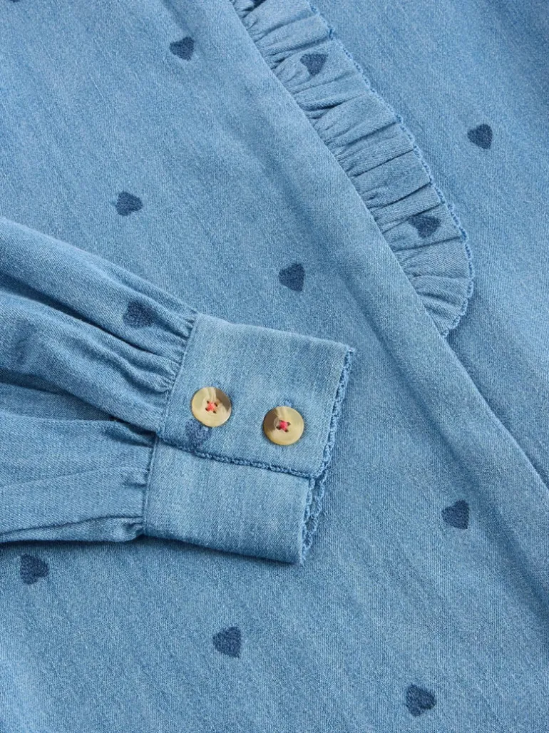White Stuff Pauline Embroidered Top Denim