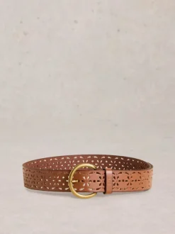 White Stuff Punch Out Floral Belt Mid Tan