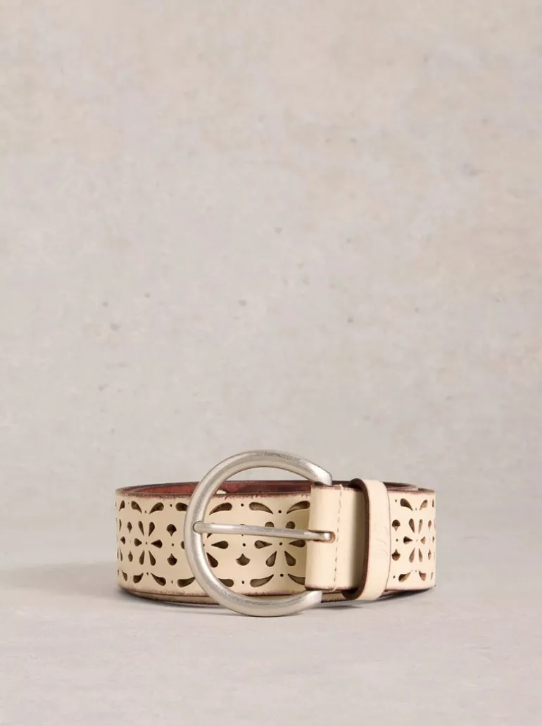 White Stuff Punch Out Floral Belt White MLT