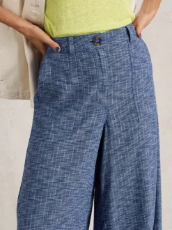 White Stuff Roxy Linen Blend Culotte Blue MLT