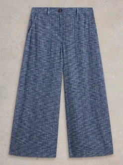 White Stuff Roxy Linen Blend Culotte Blue MLT