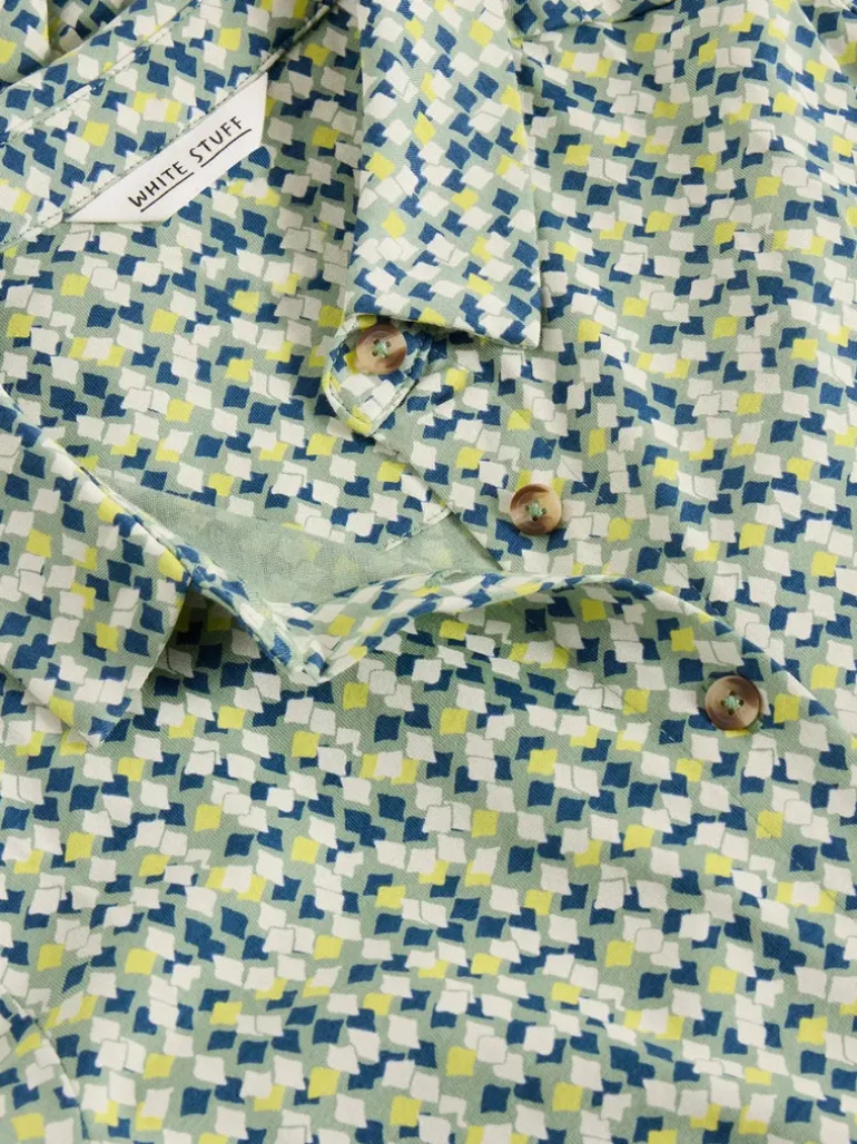 White Stuff Rua Jersey Shirt Dress Green Multi