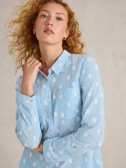 White Stuff Sophie Organic Cotton Shirt Blue MLT